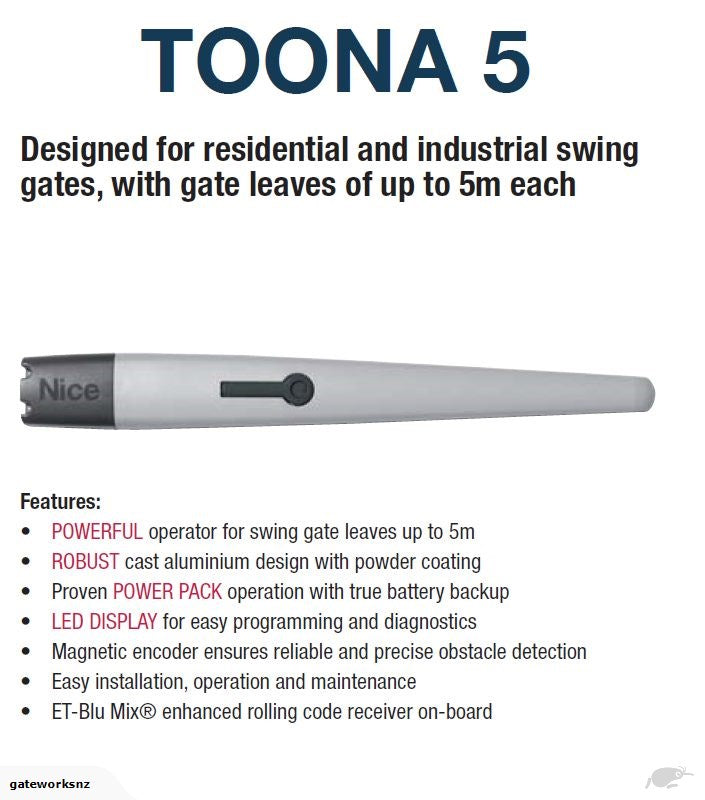 Toona 5 Extreme Heavy Duty Swing Gate Operators